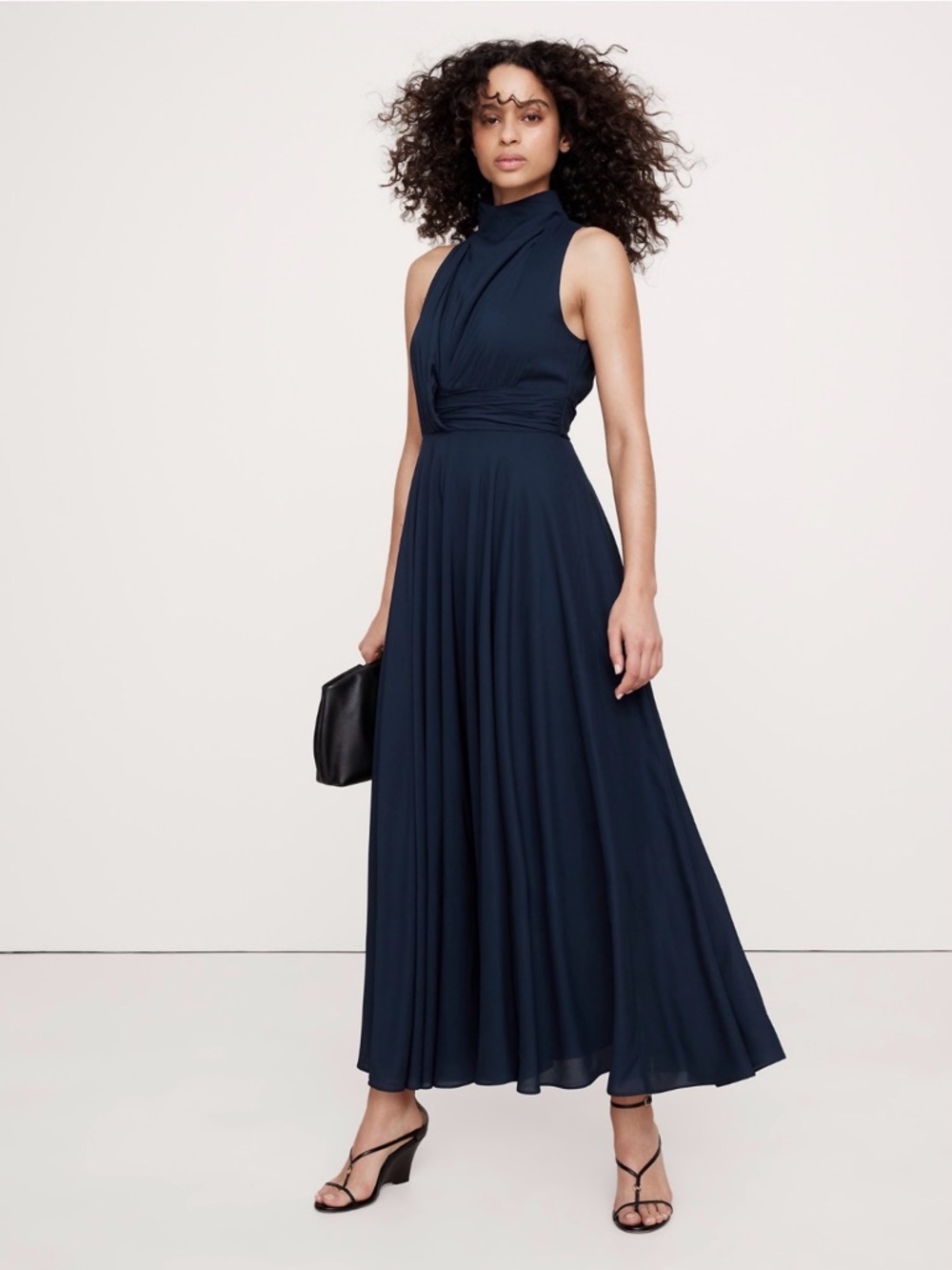 New banana republic size 18 stretch crepe maxi dress navy